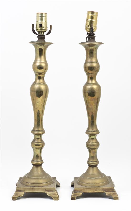 A Pair of Brass Pricket Sticks of