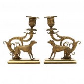 A PAIR OF BRASS REGENCY STYLE
