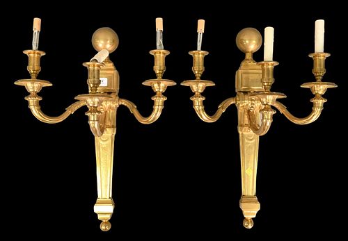 A PAIR OF BRASS SCONCESA Pair of