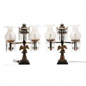A PAIR OF BRONZE AND CRYSTAL D