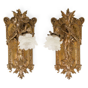 A Pair of Bronze Art Nouveau