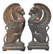 A PAIR OF BRONZE ART DECO GRIF