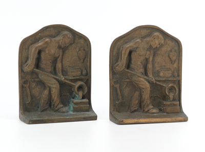 A Pair of Bronze Bookends of