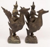 A pair of bronze Buddhist scul