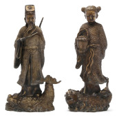 A PAIR OF BRONZE CHINESE DAOIS