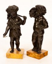 A pair of bronze putto, the ha