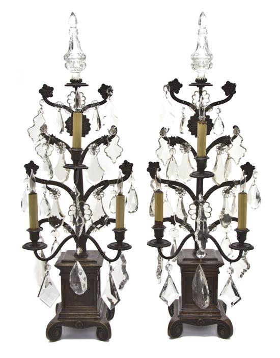 A Pair of Bronze Three-Light
