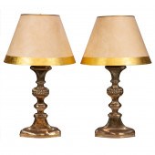 A PAIR OF BRONZE VASIFORM TABL