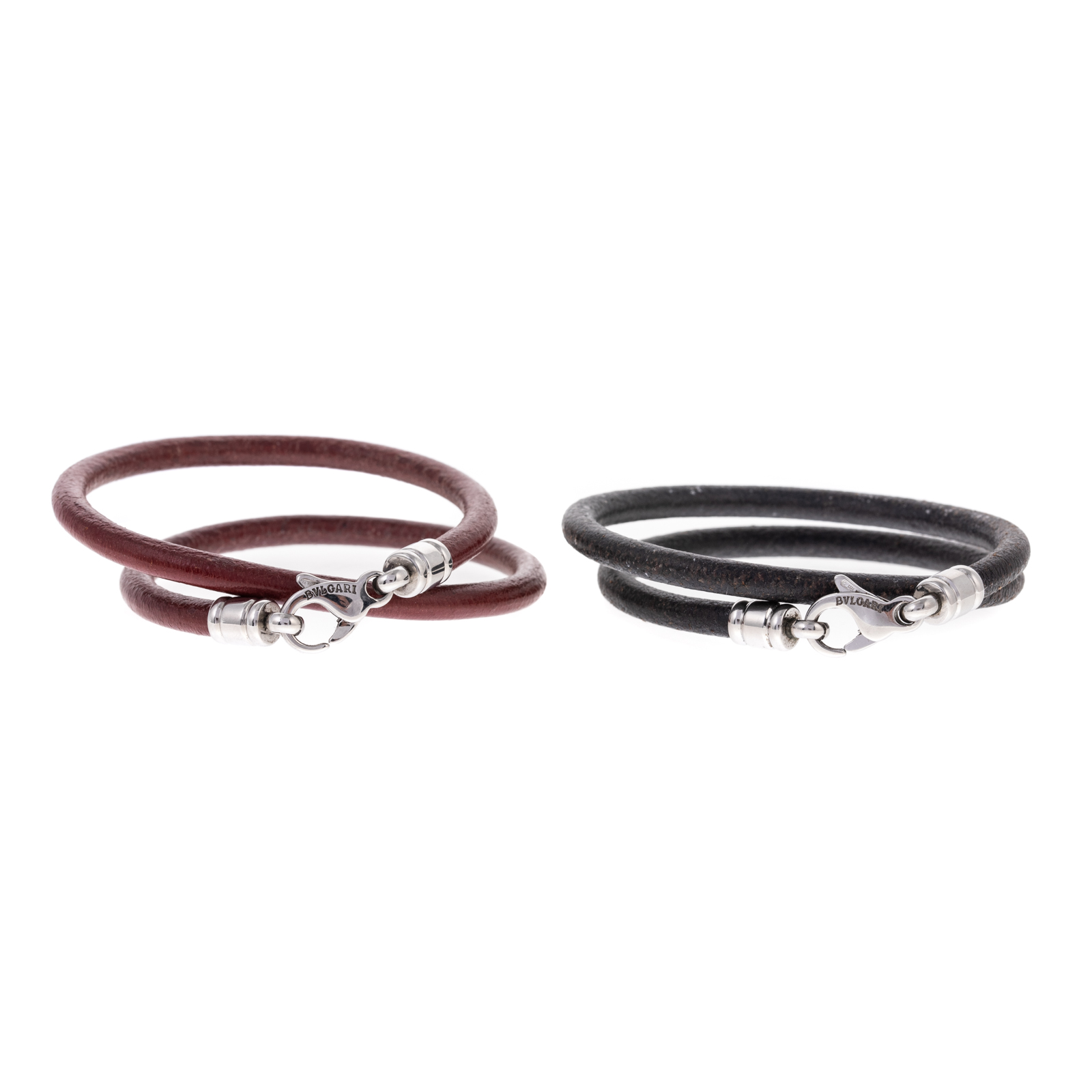 A PAIR OF BULGARI LEATHER CORD WRAP