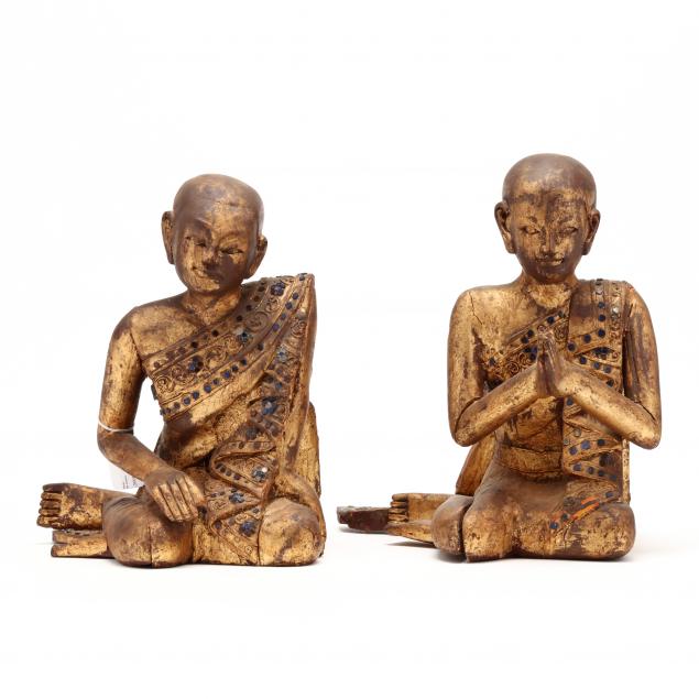 A PAIR OF BURMESE GILT AND