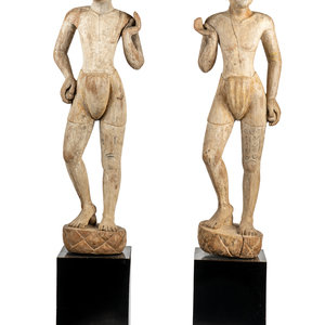 A Pair of Burmese Mandalay Carved