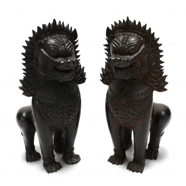 A PAIR OF CAMBODIAN BRONZE GUARDIAN