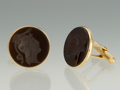 A Pair of Carnelian and Gold
