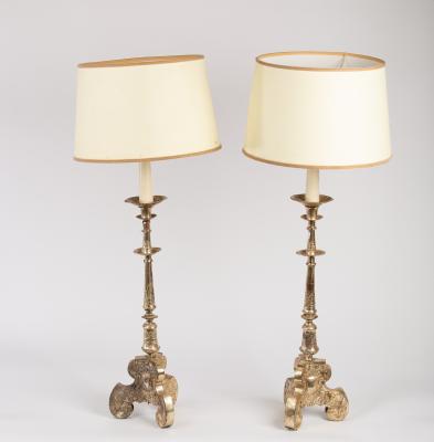 A pair of Carolean style silvered