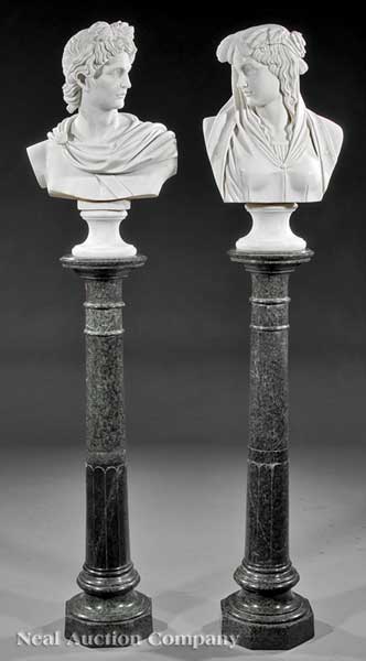 A Pair of Carrara Marble Busts of
