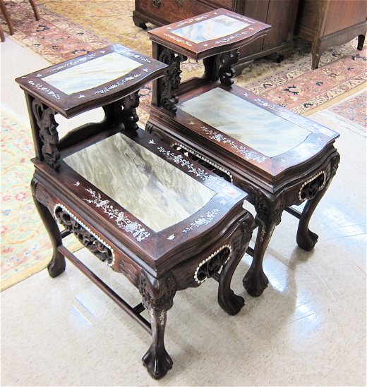 A PAIR OF CARVED AND INLAID