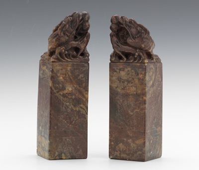 A Pair of Carved Hardstone Seals