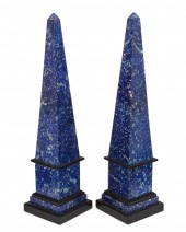 A PAIR OF CARVED LAPIS LAZULI