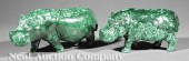 A Pair of Carved Malachite Fig