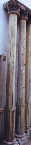 A Pair of Carved Teak Pillars circa