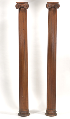 A Pair of Carved Wood Ionic Half