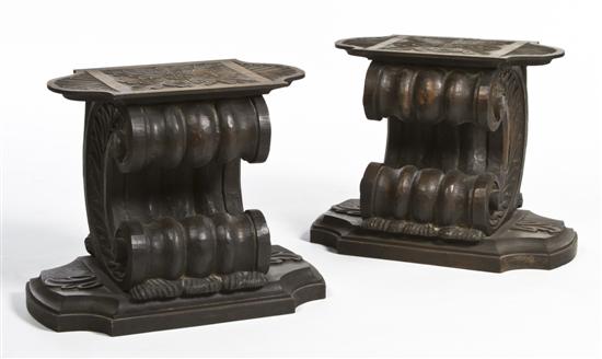 A Pair of Carved Wood Pedestal