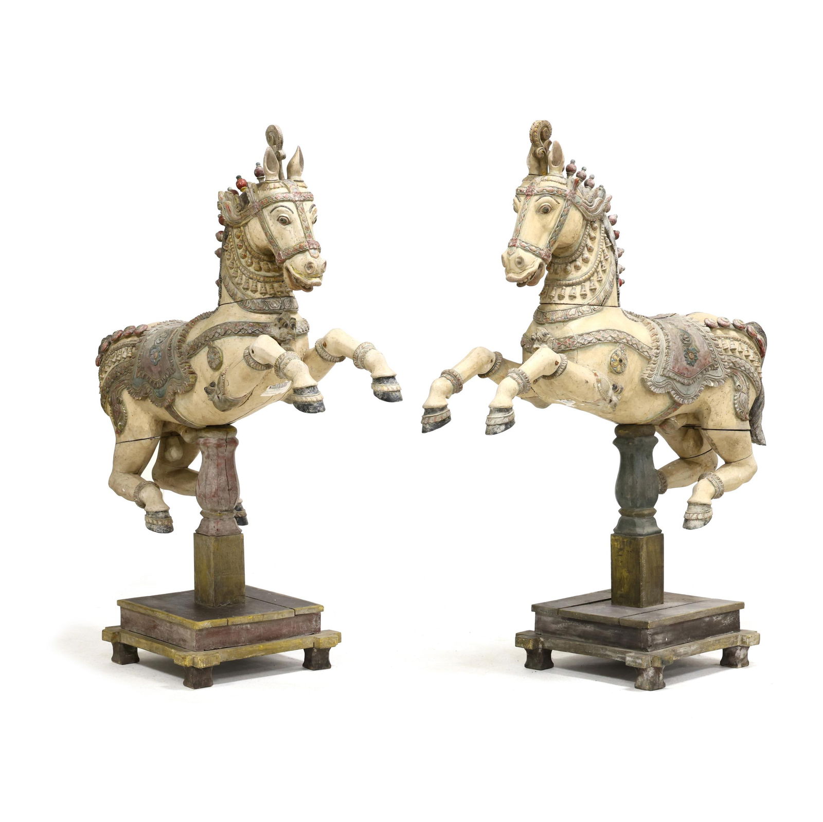 A PAIR OF CARVED WOOD INDIAN