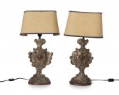 A PAIR OF CARVED WOOD BOUDOIR