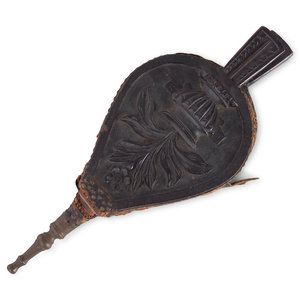 A Pair of Carved Wood Bellows  19th