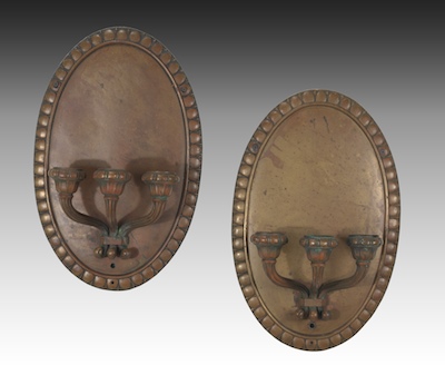 A Pair of Cast Bronze Deco Wall