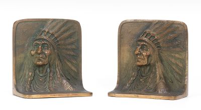 A Pair of Cast Bronze Bookends