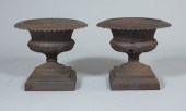 A Pair of Cast Iron Garden Urn