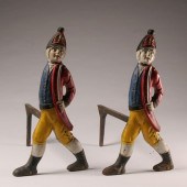 A pair of cast iron Hessian an
