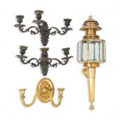 A Pair of Cast Metal Three-Lig