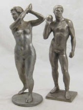 A pair of cast Soviet aluminiu
