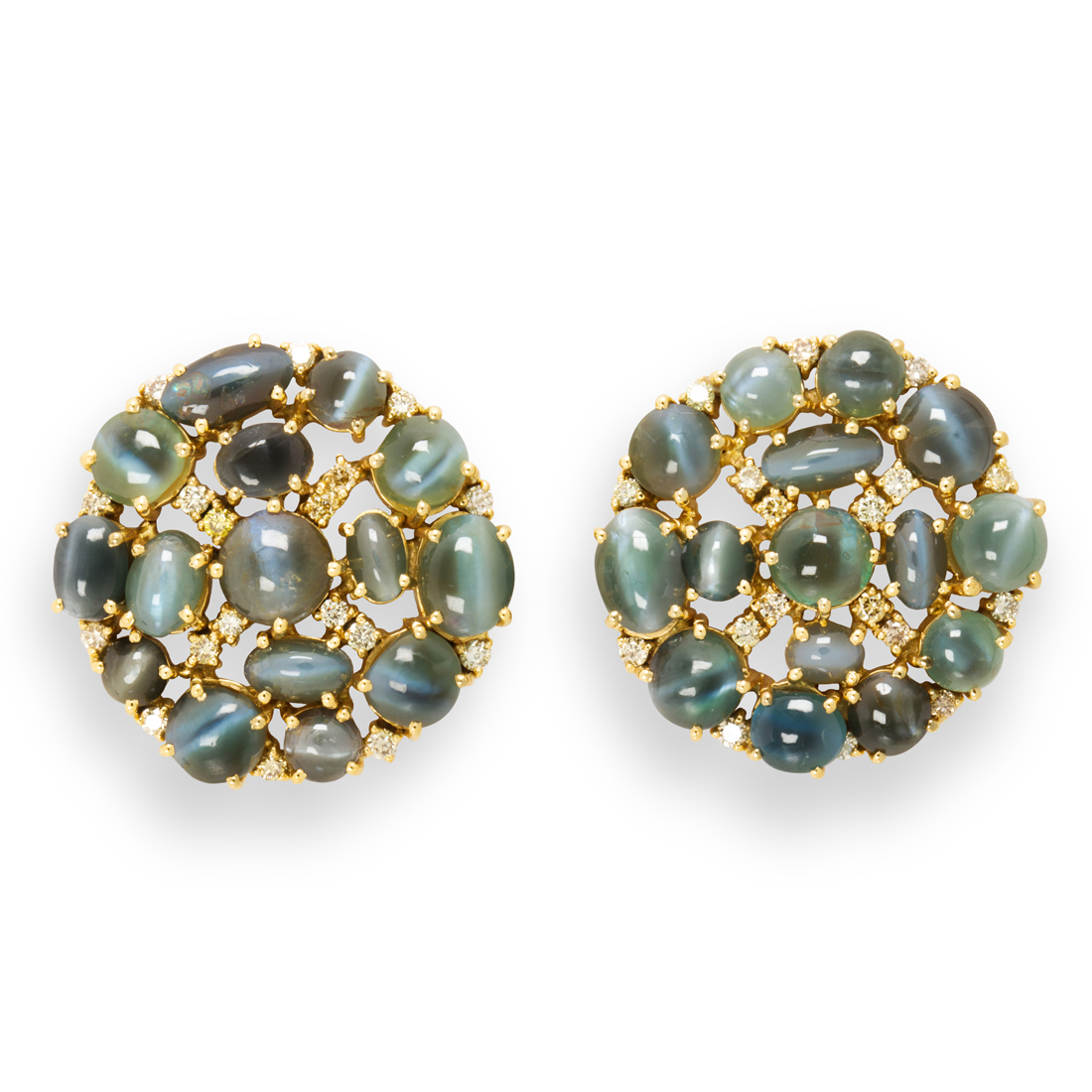 A PAIR OF CAT'S EYE CHRYSOBERYL,