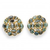 A PAIR OF CAT'S EYE CHRYSOBERY
