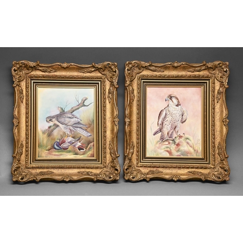 A pair of Caverswall plaques,