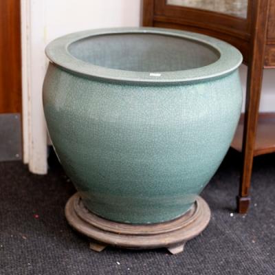 A pair of celadon crackle glaze
