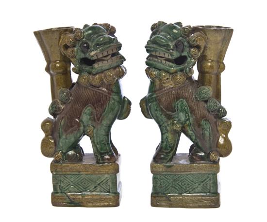 A Pair of Ceramic Sancai Fu Dog