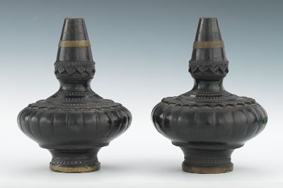 A Pair of Ceramic Temple Vases