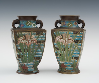 A Pair of Champleve Vases Squared