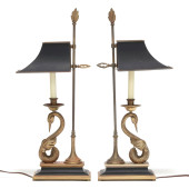 A PAIR OF CHAPMAN BRASS SWAN T