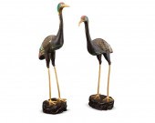 A PAIR OF CHINESE BRASS AND CL