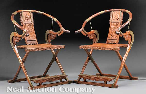 A Pair of Chinese Brass-Mounted