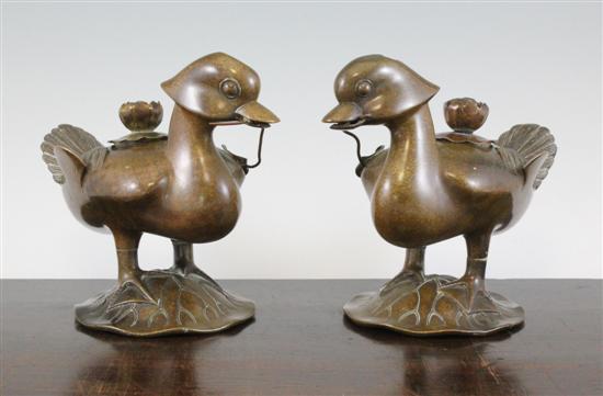 A pair of Chinese bronze mandarin