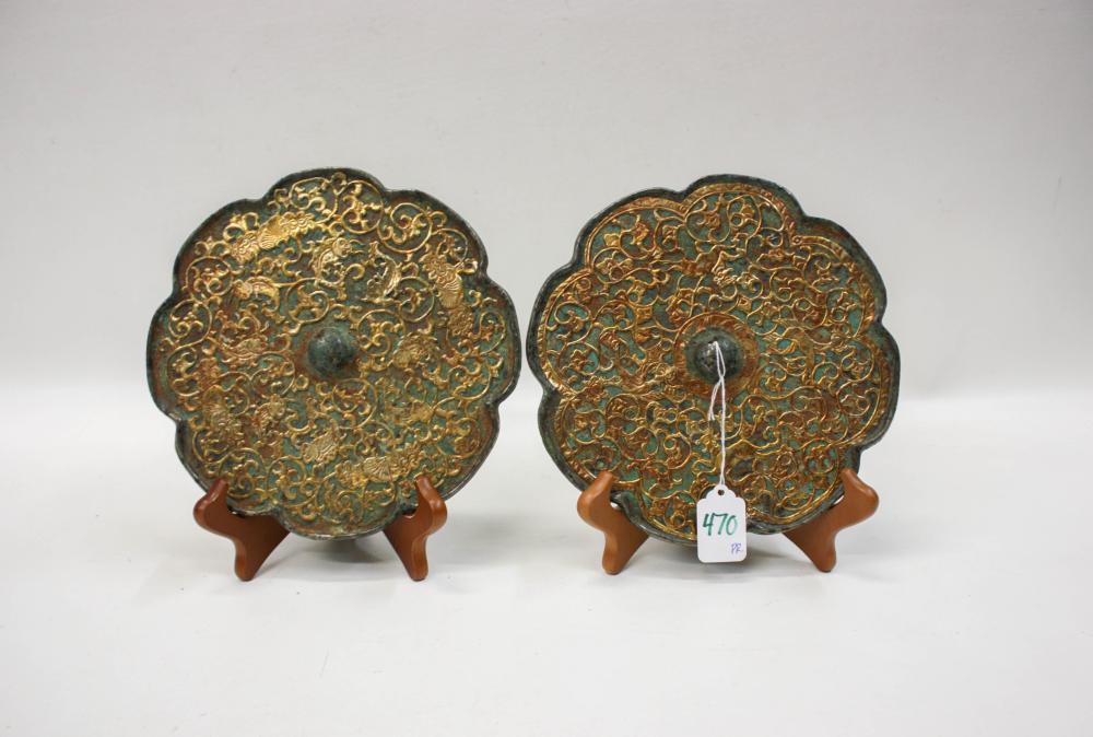 A PAIR OF CHINESE BRONZE DISC