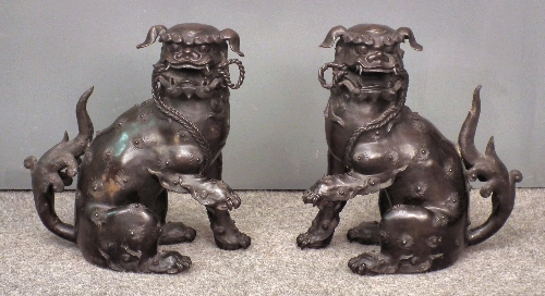 A pair of Chinese bronzed soft