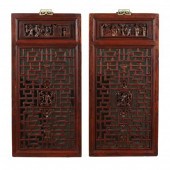 A PAIR OF CHINESE CARVED WOODE