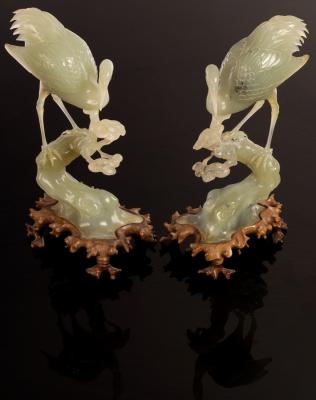 A pair of Chinese carved jade